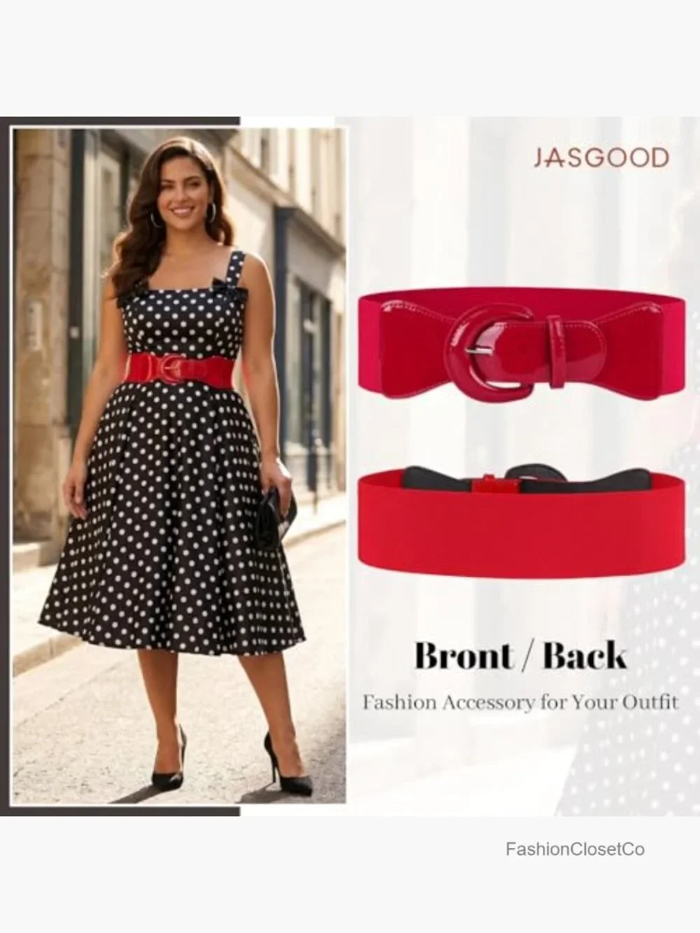 Wide Stretch Belt, Vintage Chunky Buckle Elastic Patent Leather Belt for Dress